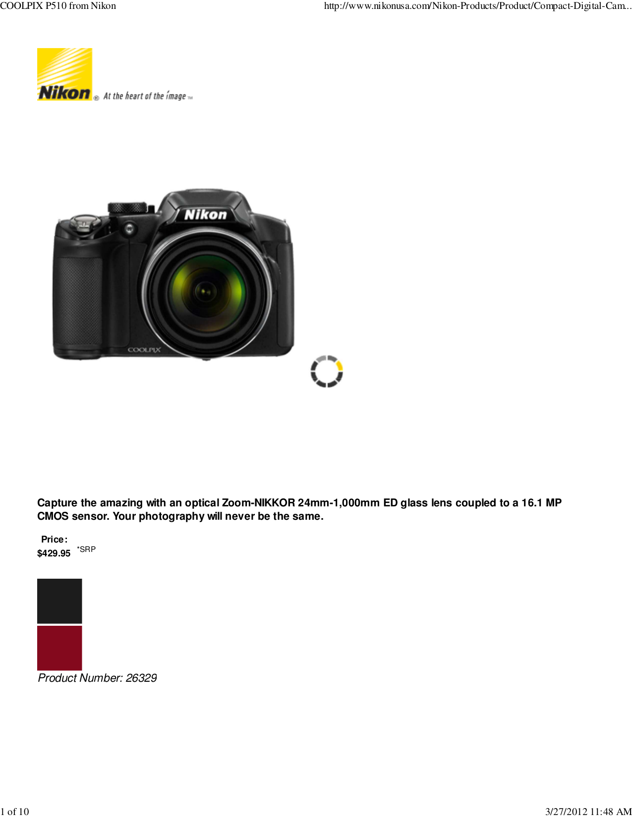 Download free pdf for Nikon CoolPix P510 Digital Camera manual